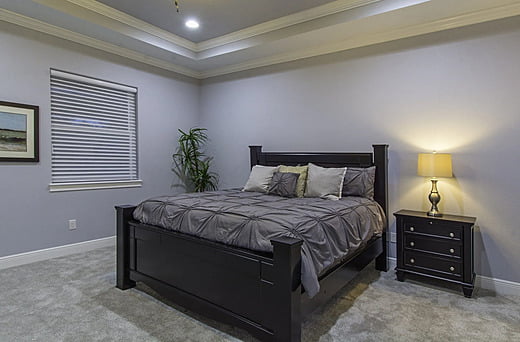 Bedroom in a new Massachusetts transitional home